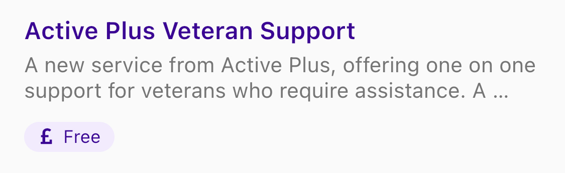 Active Plus Veteran Support: an example Help at Hand support service